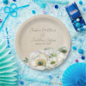 Rustige Waterverf White Ranunculus Papieren Bordje (Feest)