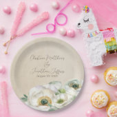 Rustige Waterverf White Ranunculus Papieren Bordje (Feest)