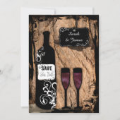 Rustige Waterverf Wijnflesje Sla de datum op Save The Date (Voorkant)