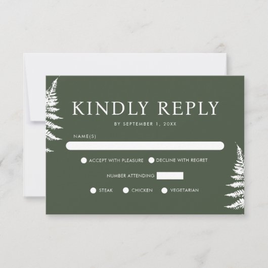 Rustige Waterverf Wild Wedding Kindly Reply RSVP Kaartje (Voorkant)