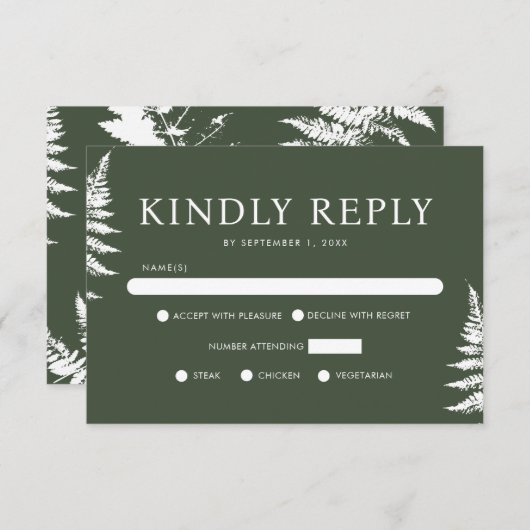 Rustige Waterverf Wild Wedding Kindly Reply RSVP Kaartje (Voorkant / Achterkant)