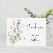 Rustige Waterverf Wildbloem Thema Moderne bruiloft Bedankkaart (Staand voorkant)