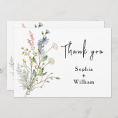 Rustige Waterverf Wildbloem Thema Moderne bruiloft Bedankkaart (Voorkant / Achterkant)