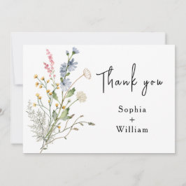 Rustige Waterverf Wildbloem Thema Moderne bruiloft Bedankkaart