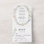 Rustige Waterverf Wildbloem Theme Spring Wedding All In One Uitnodiging (Binnen)