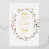 Rustige Waterverf Wildbloem Theme Spring Wedding Folie Uitnodiging (Voorkant)