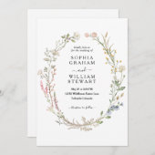 Rustige Waterverf Wildbloem Theme Spring Wedding Kaart (Voorkant / Achterkant)