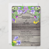 Rustige Waterverf Wildbloemen Paarse blauwe bruilo Kaart (Voorkant)