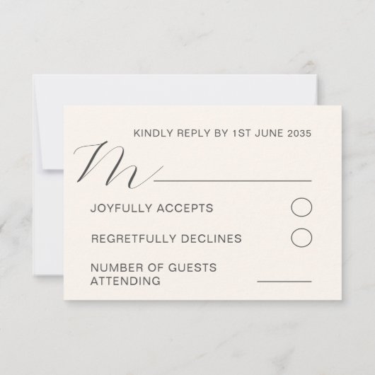 Rustige Waterverf Wilde Bloem & Beige Wedding RSVP (Achterkant)