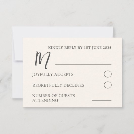 Rustige Waterverf Wilde Bloem en beige bruiloft RSVP Kaartje (Achterkant)