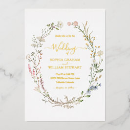 Rustige Waterverf Wilde bloem Theme Boho Wedding Folie Uitnodiging