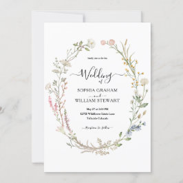 Rustige Waterverf Wilde bloem Theme Boho Wedding Kaart