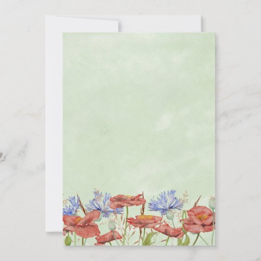 Rustige waterverf wilde bloemen bruiloft kaart (Achterkant)