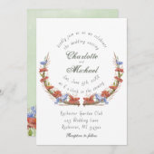 Rustige waterverf wilde bloemen bruiloft kaart (Voorkant / Achterkant)