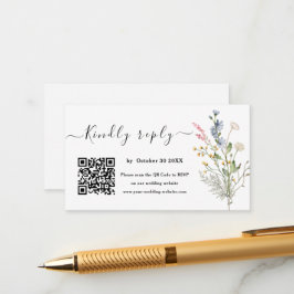 Rustige Waterverf Wildflower Theme Wedding Website Informatiekaartje