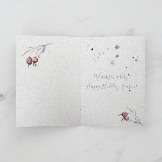 Rustige Waterverf Winter Berry Kerstmis Kaart (Binnen)