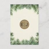 Rustige Waterverf Winter Forest Pine Cone Wedding Informatiekaartje (Achterkant)
