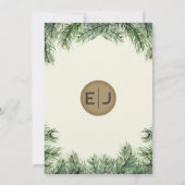 Rustige Waterverf Winter Forest Pine Cone Wedding Kaart (Achterkant)