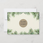 Rustige Waterverf Winter Forest Pine Cone Wedding RSVP Kaartje (Achterkant)