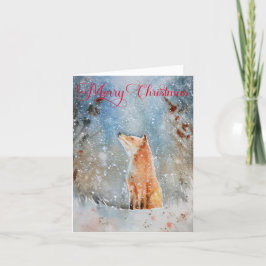 Rustige Waterverf Winter Fox Kerstmis Feestdagen Kaart