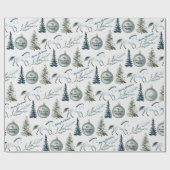 Rustige Waterverf Winter Horse Custom Name & Cheer Cadeaupapier (Vlak)