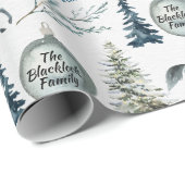 Rustige Waterverf Winter Horse Custom Name & Cheer Cadeaupapier (Rol Hoek)