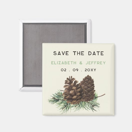 Rustige Waterverf Winterbos pine sparen de datum Magneet (Voorkant / Achterkant)