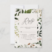 Rustige waterverf witte florale bruiloft RSVP (Achterkant)