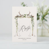 Rustige waterverf witte florale bruiloft RSVP Kaartje (Staand voorkant)