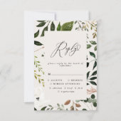 Rustige waterverf witte florale bruiloft RSVP kaartje (Achterkant)