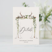 Rustige waterverf witte florale trouwdetails RSVP kaartje (Staand voorkant)