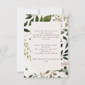 Rustige waterverf witte florale trouwdetails RSVP kaartje (Achterkant)