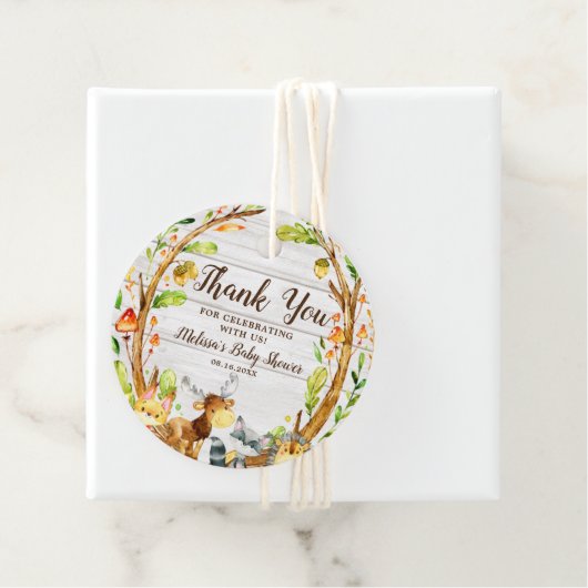 Rustige Waterverf Woodland Animals Baby shower Bedankjes Labels (In situ)