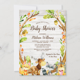 Rustige Waterverf Woodland Animals Baby shower Kaart