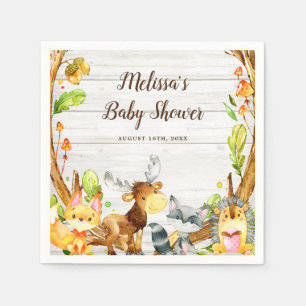 Rustige Waterverf Woodland Animals Baby shower Servet