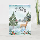 Rustige Waterverf Woodland Deer Kerstmis Kaart (Voorkant)