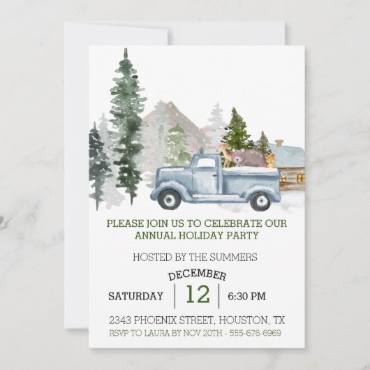 Rustige Waterverf Woodland kerstfeest Kaart (Voorkant)