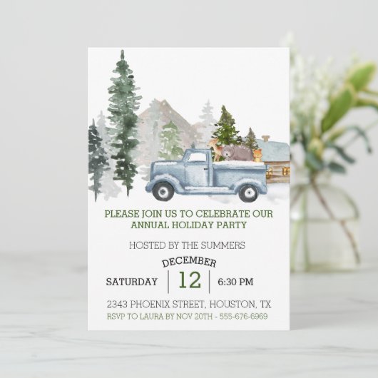 Rustige Waterverf Woodland kerstfeest Kaart (Staand voorkant)