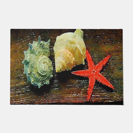 rustige waterverf zeashell stervisstrand deurmat (Voorkant)