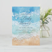 Rustige Waterverf Zee Beach Baby shower Kaart (Staand voorkant)