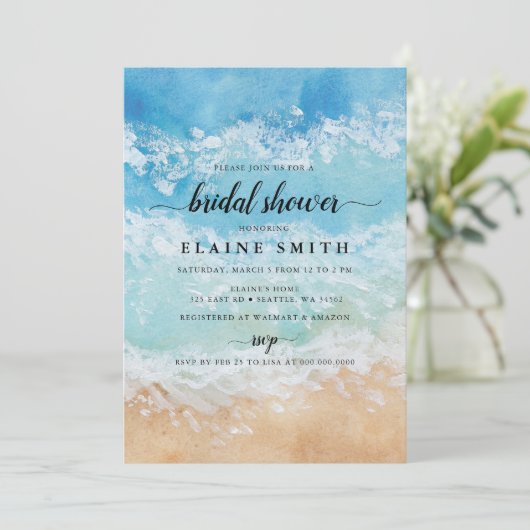 Rustige Waterverf Zee Beach Vrijgezellenfeest Kaart (Staand voorkant)