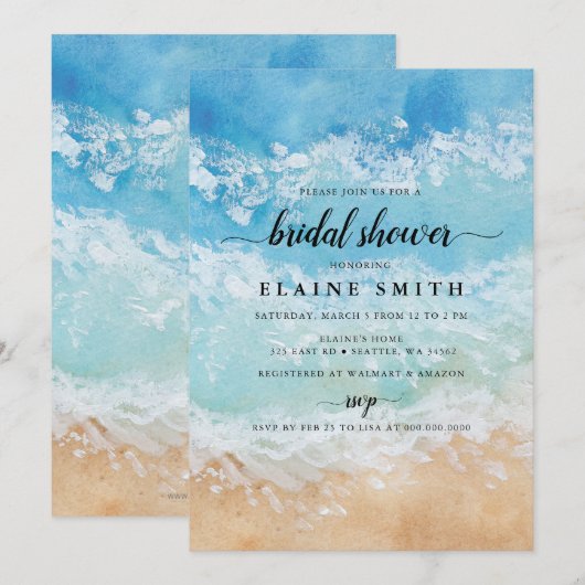 Rustige Waterverf Zee Beach Vrijgezellenfeest Kaart (Voorkant / Achterkant)