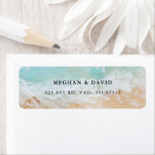 Rustige Waterverf Zomer Zee Beach Weddenschap Etiket (Insitu)