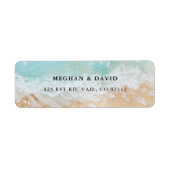 Rustige Waterverf Zomer Zee Beach Weddenschap Etiket (Voorkant)