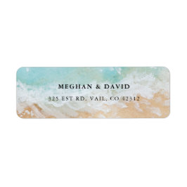 Rustige Waterverf Zomer Zee Beach Weddenschap Etiket