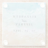 Rustige Waterverf Zomer Zee Beach Weddenschap Glazen Onderzetter (Achterkant)