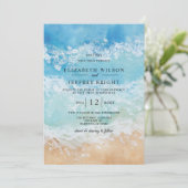 Rustige Waterverf Zomer Zee Beach Weddenschap Kaart (Staand voorkant)