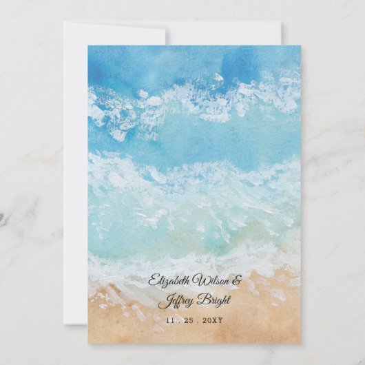 Rustige Waterverf Zomer Zee Beach Weddenschap Kaart (Achterkant)