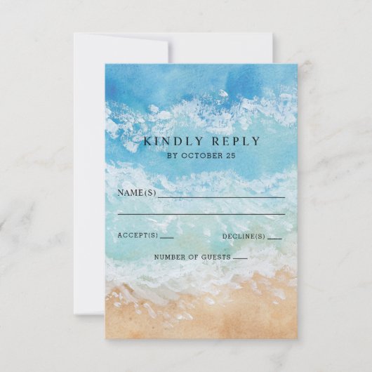 Rustige Waterverf Zomer Zee Beach Weddenschap RSVP Kaartje (Voorkant)