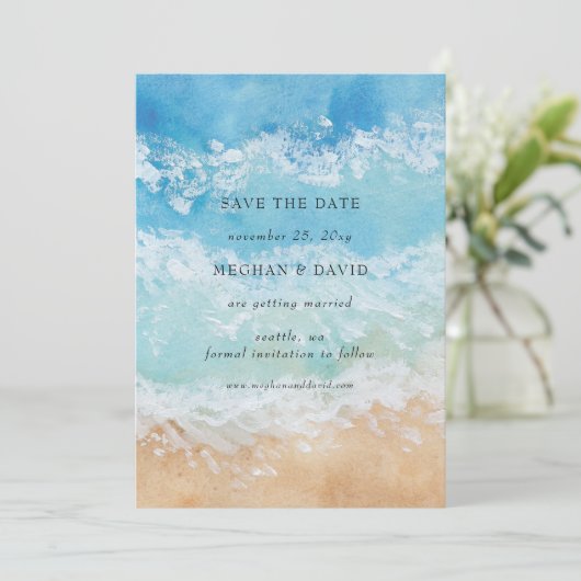 Rustige Waterverf zomervakantie Zee sparen de datu Kaart (Staand voorkant)